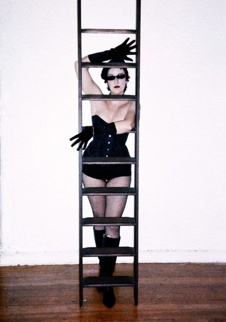 Portrait of electronic musician Cosey Müller.