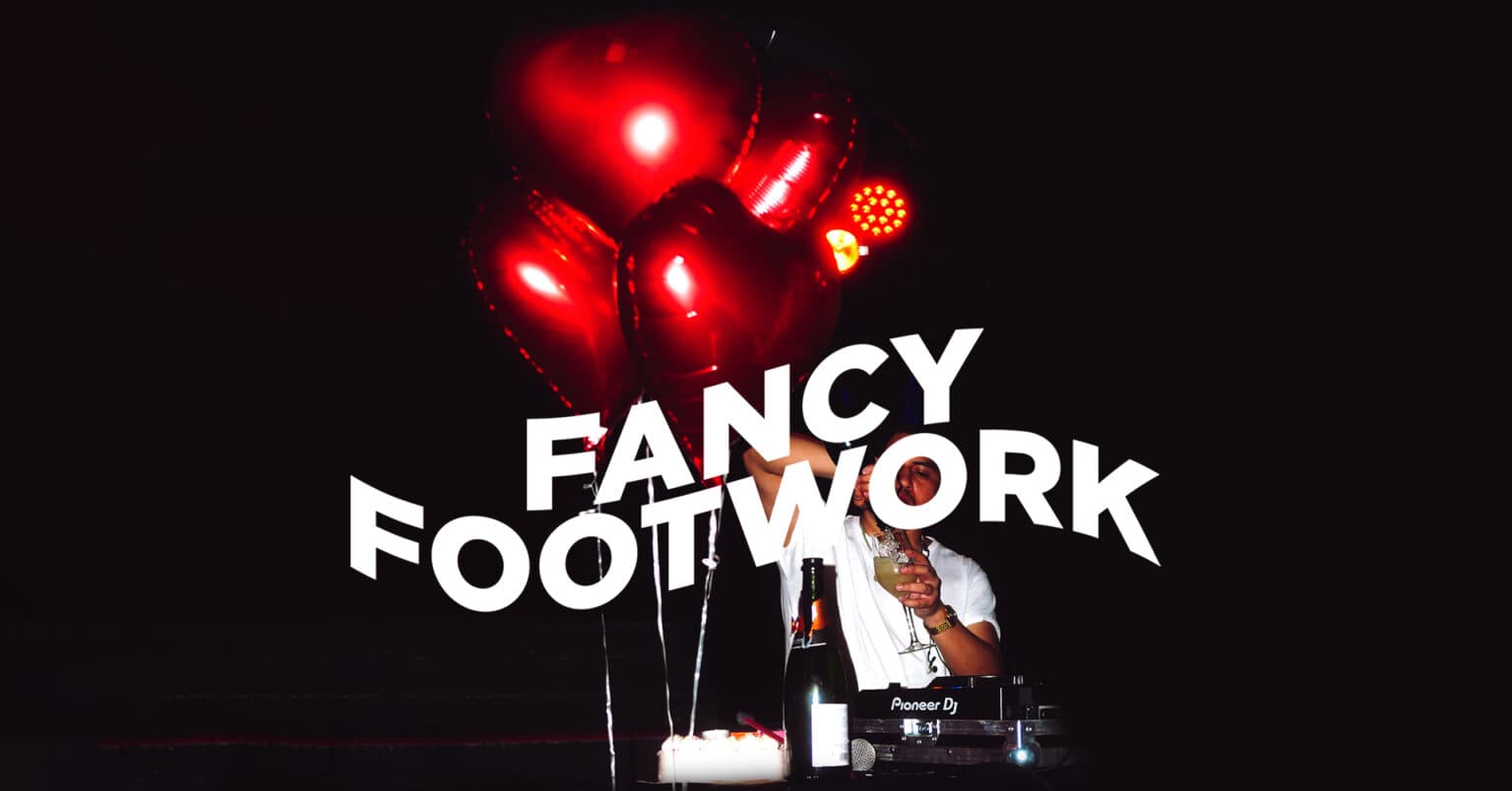 Promotional graphic for the Fancy Footwork indie pop club night at Milla Club.