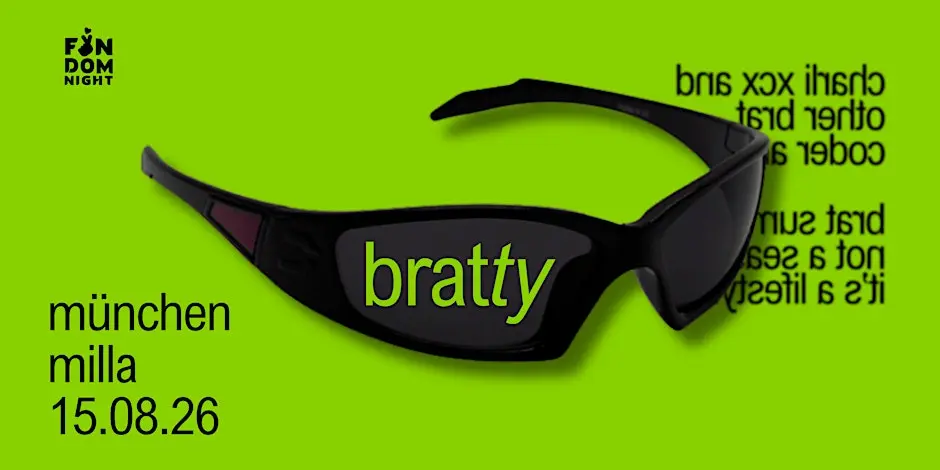 Promo graphic for the bratty club night at Milla Club.