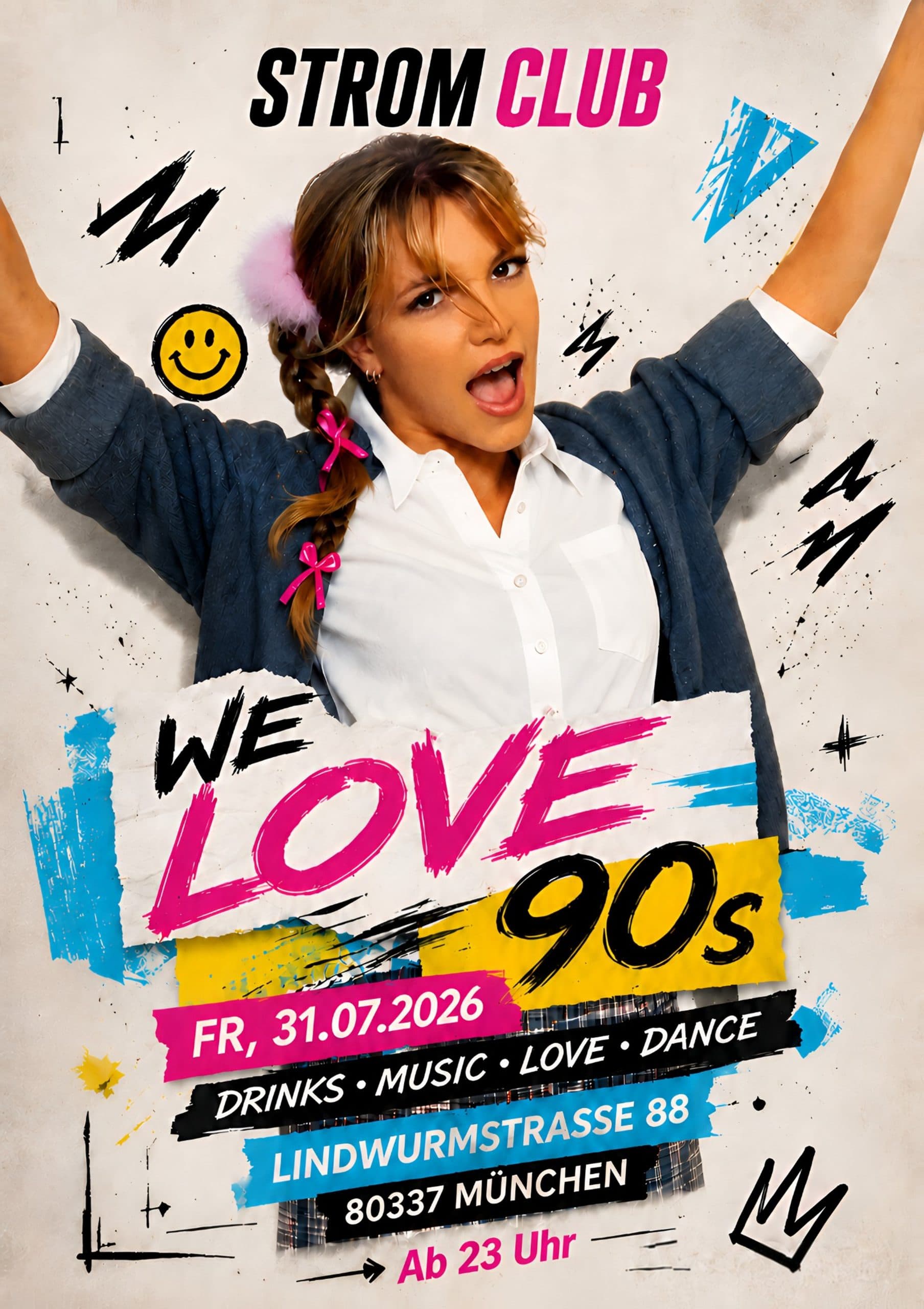 WE LOVE 90s event artwork from Strom.