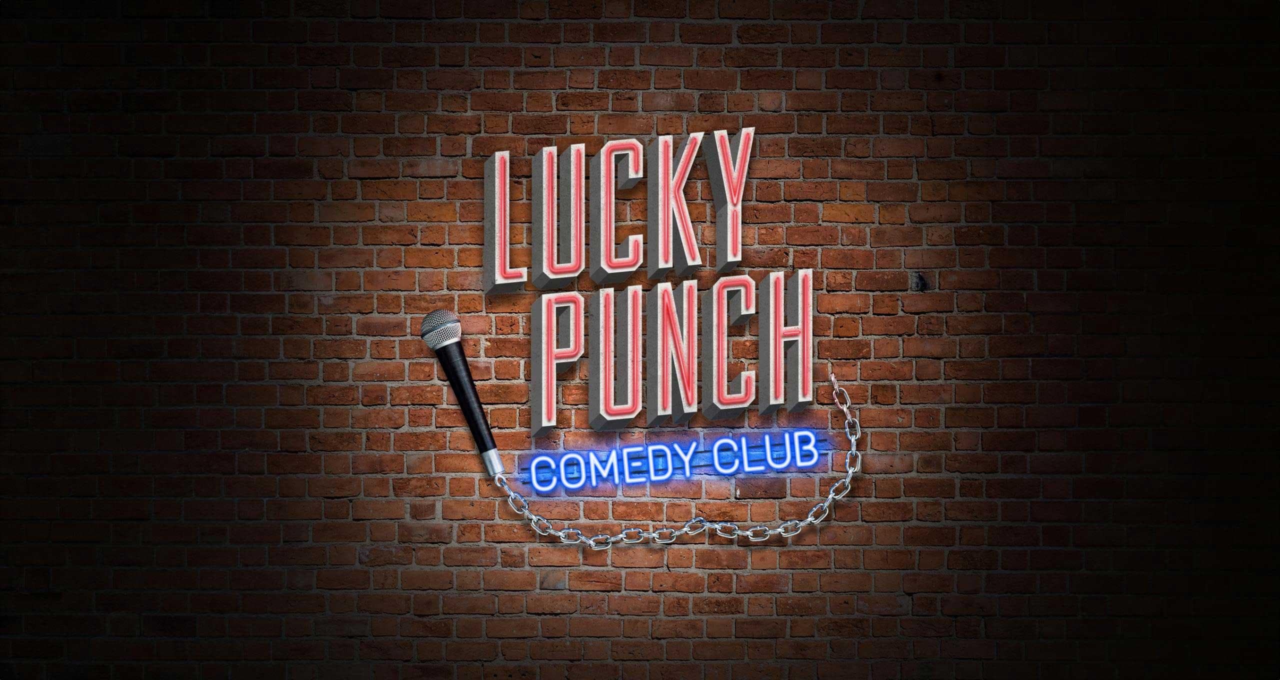 Promotional artwork for Lucky Punch comedy club.
