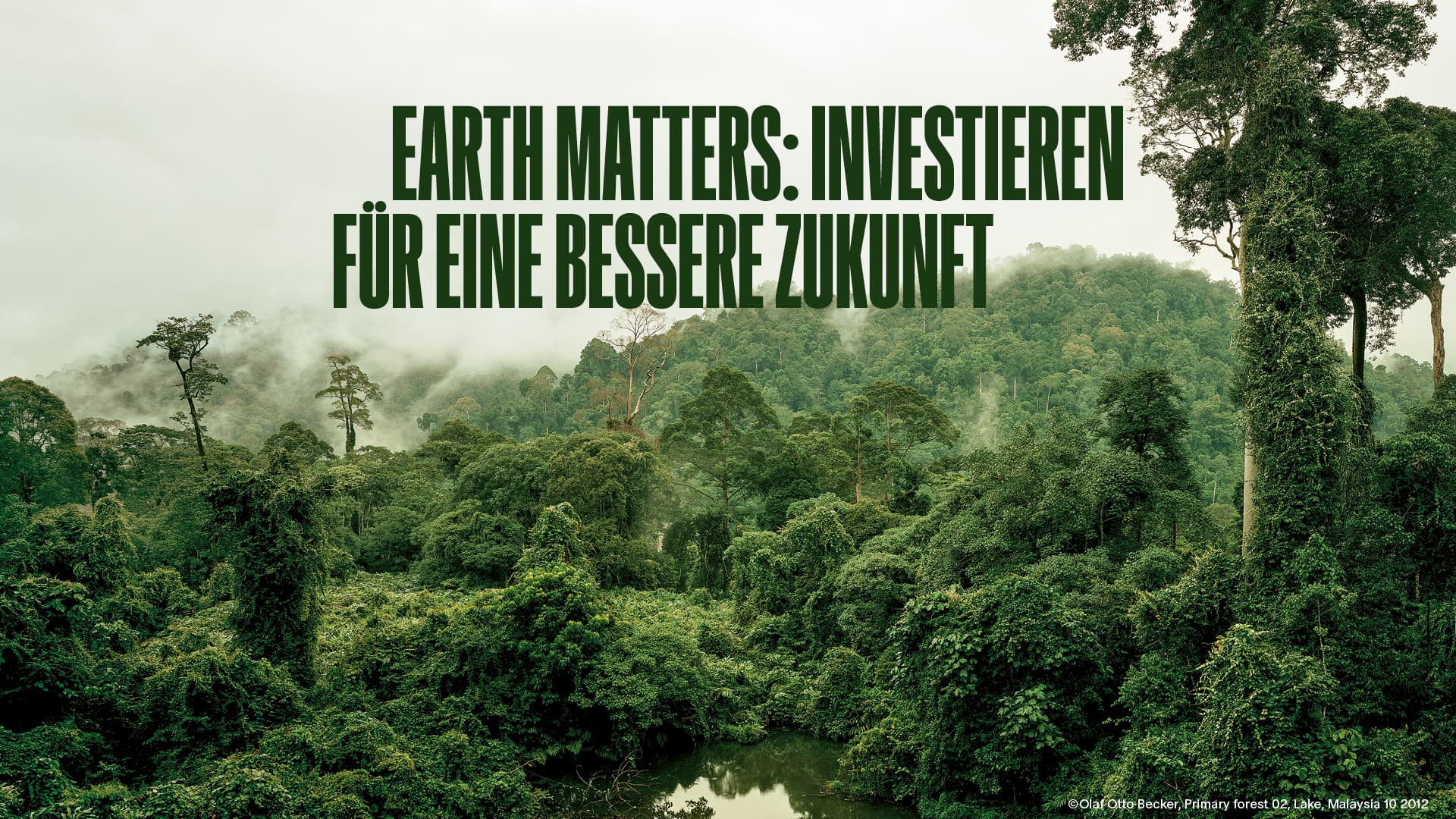 Promotional artwork for the Bergson Academy lecture 'Earth Matters: Investieren für eine bessere Zukunft', with the event title set against a stylised abstract background.