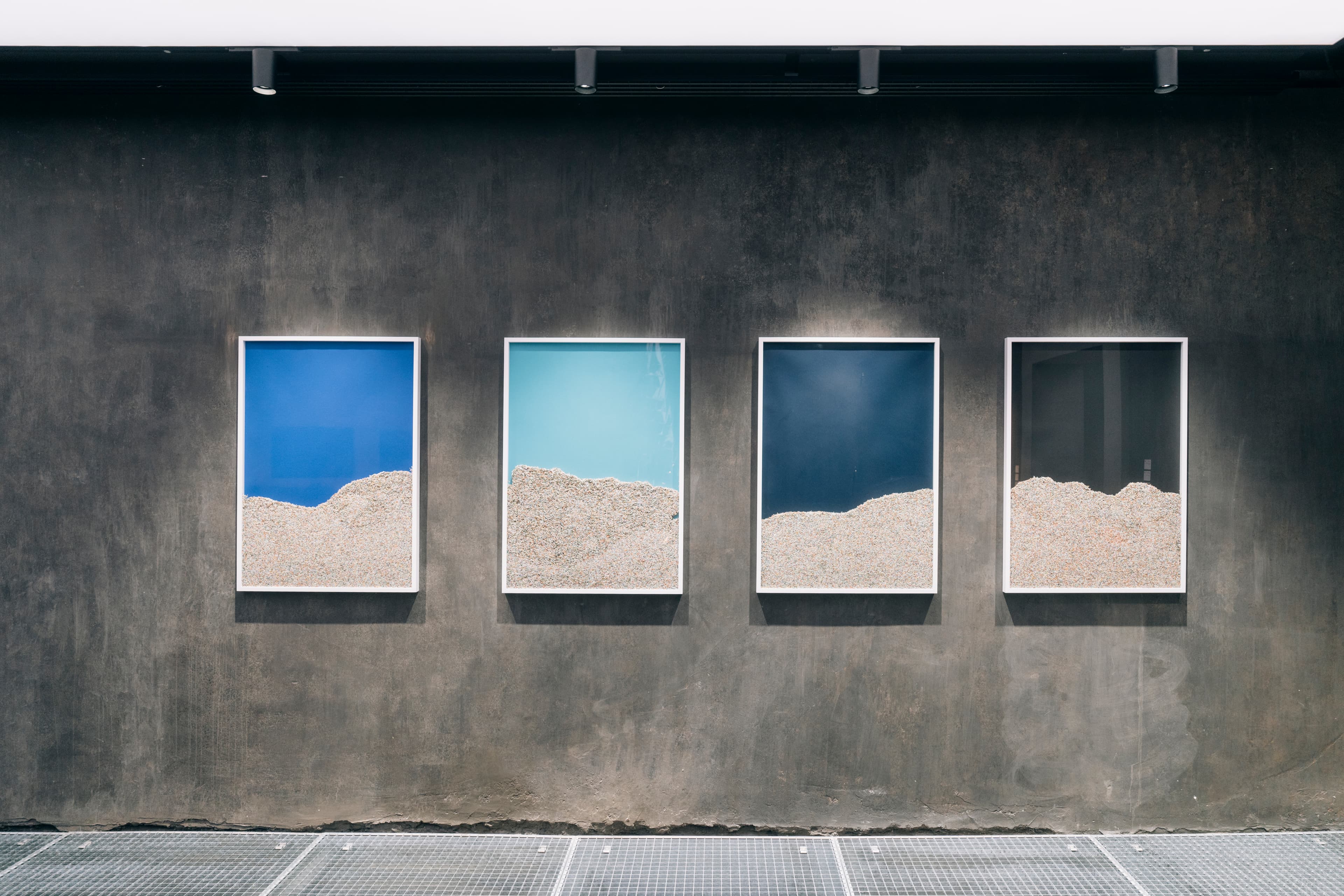 Installation view of the KALO exhibition at Bergson Gallery, with artworks displayed in a former coal silo space.