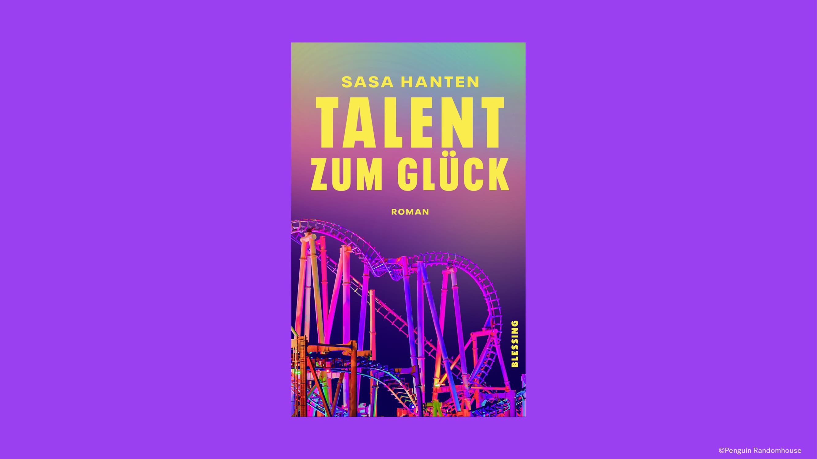 Promotional artwork for the Bergson Buchclub reading with author Sasa Hanten and her book Talent zum Glück.