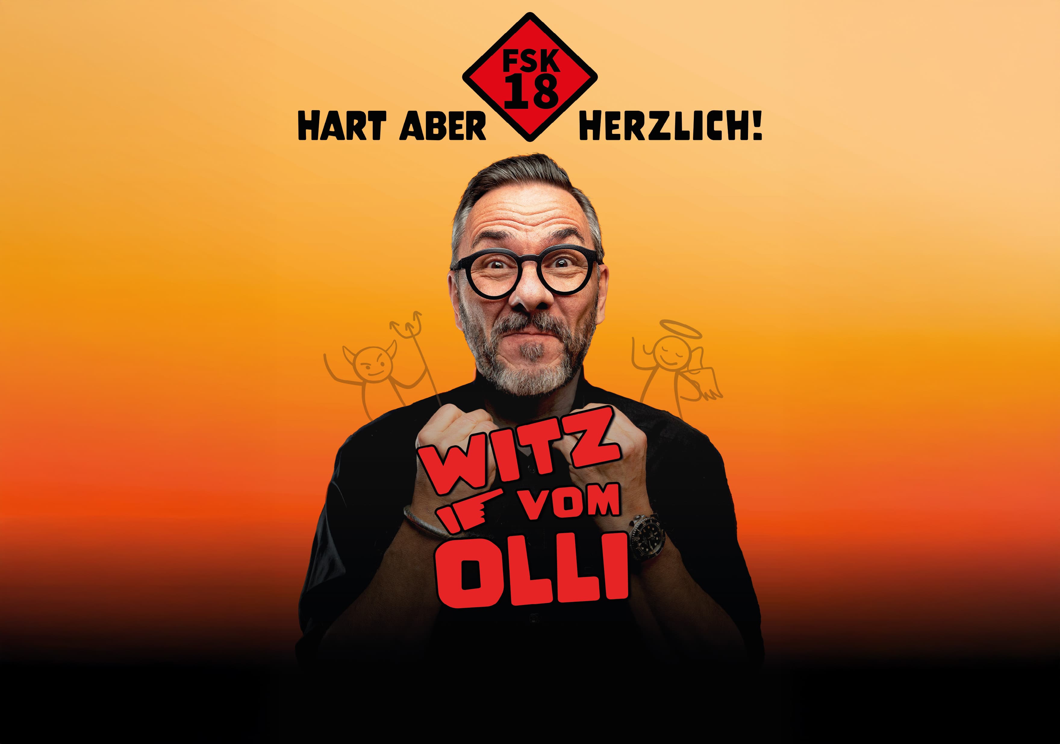 Promotional portrait of comedian Olli for his FSK18 programme.