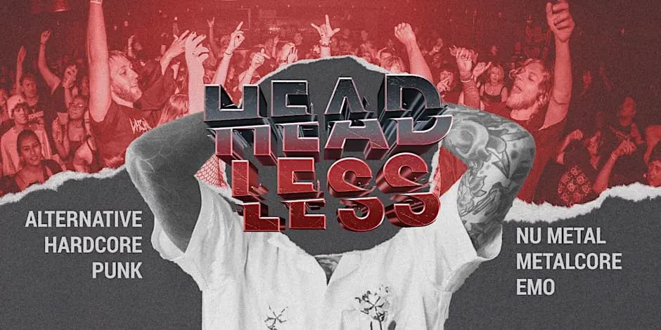 Promotional graphic for the Headless alternative rock party at Milla Club.