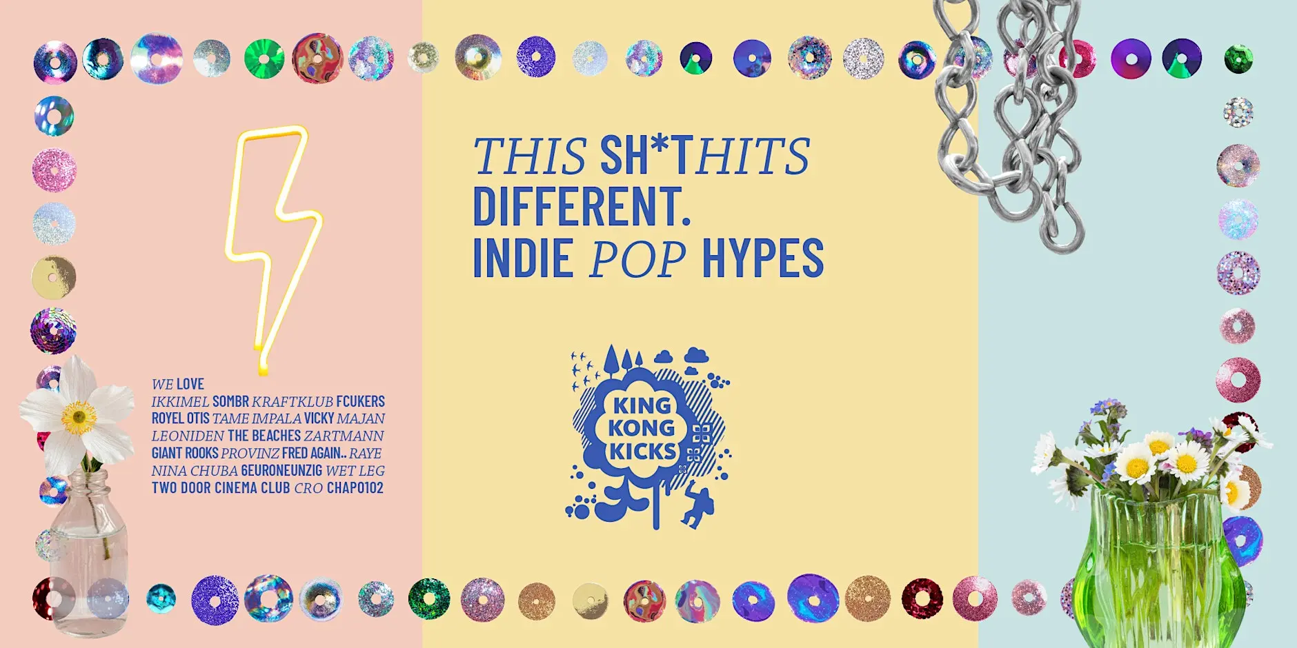 Flyer for the King Kong Kicks indie pop party at Milla Club.