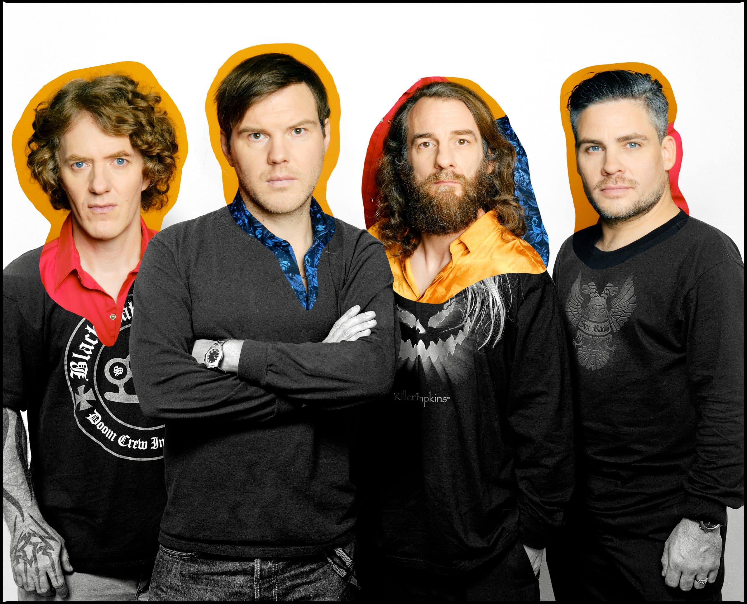 The band Muff Potter posed together in a promotional photo for their 2026 tour.