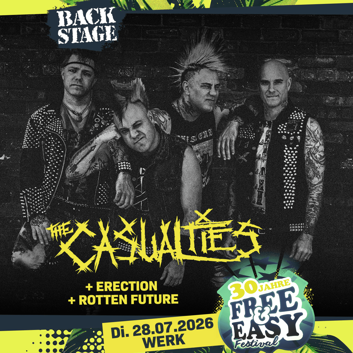 THE CASUALTIES + ERECTION + ROTTEN FUTURE | Free&Easy 2026 event poster