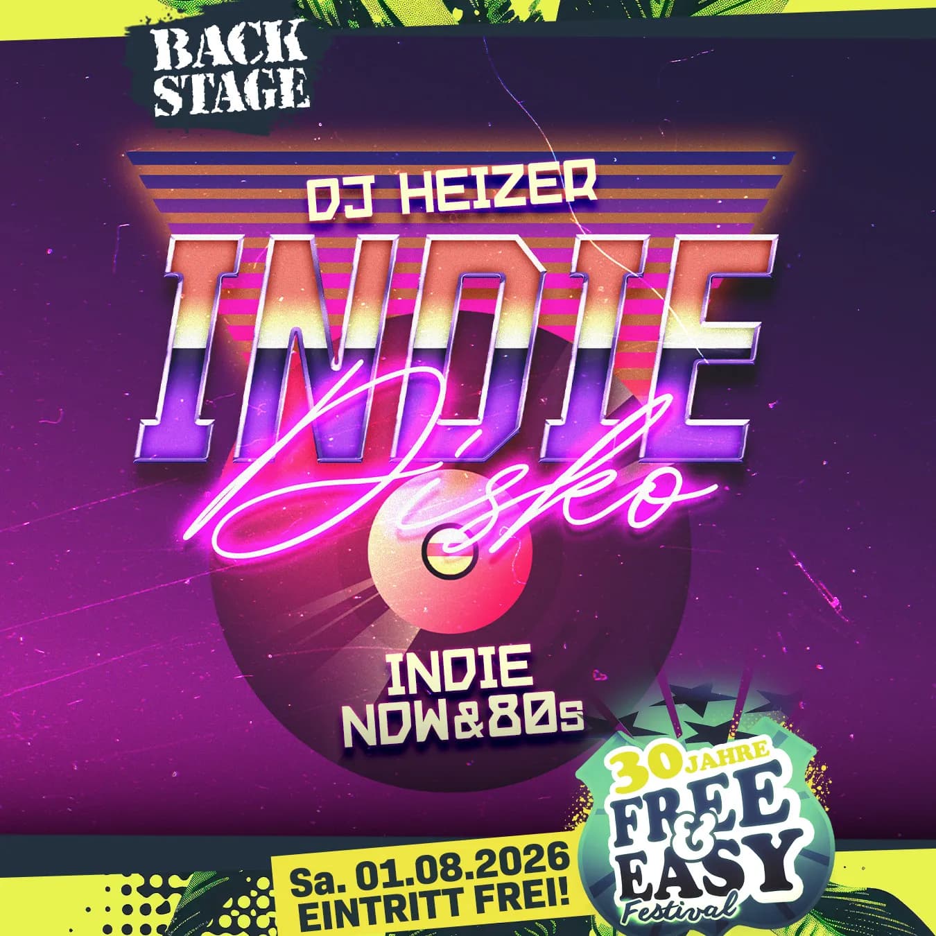 INDIE DISKO mit DJ HEIZER | Free&Easy 2026 event poster