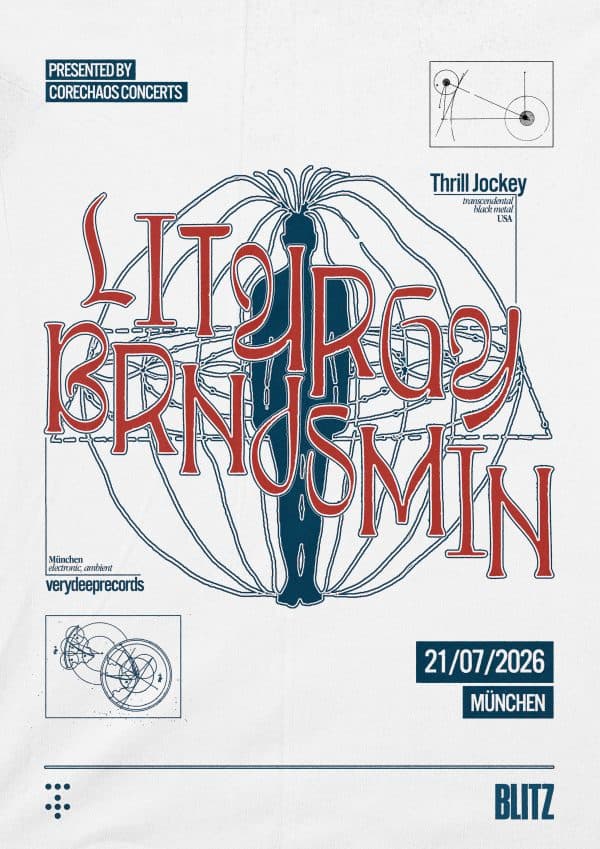 Poster for the CoreChaos concert at Blitz with Liturgy and Brnjsmin.