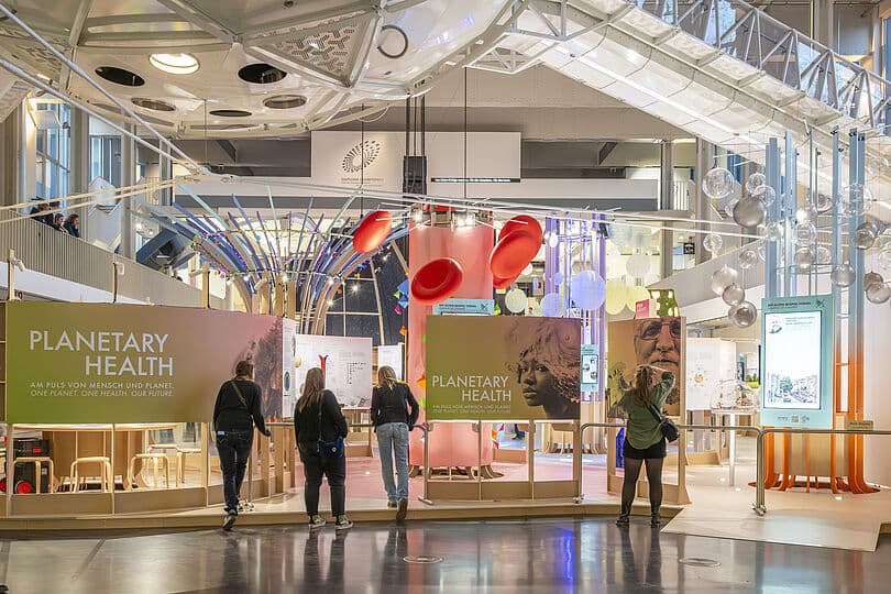Interior view of the Planetary Health special exhibition space at the Deutsches Museum