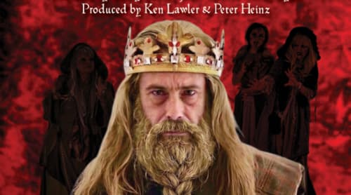 Macbeth production artwork with a dark theatrical portrait.