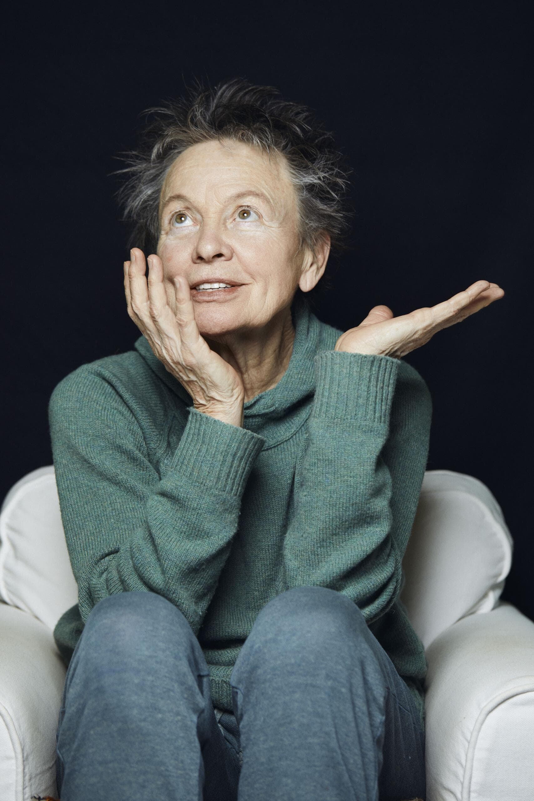 Laurie Anderson performing on stage