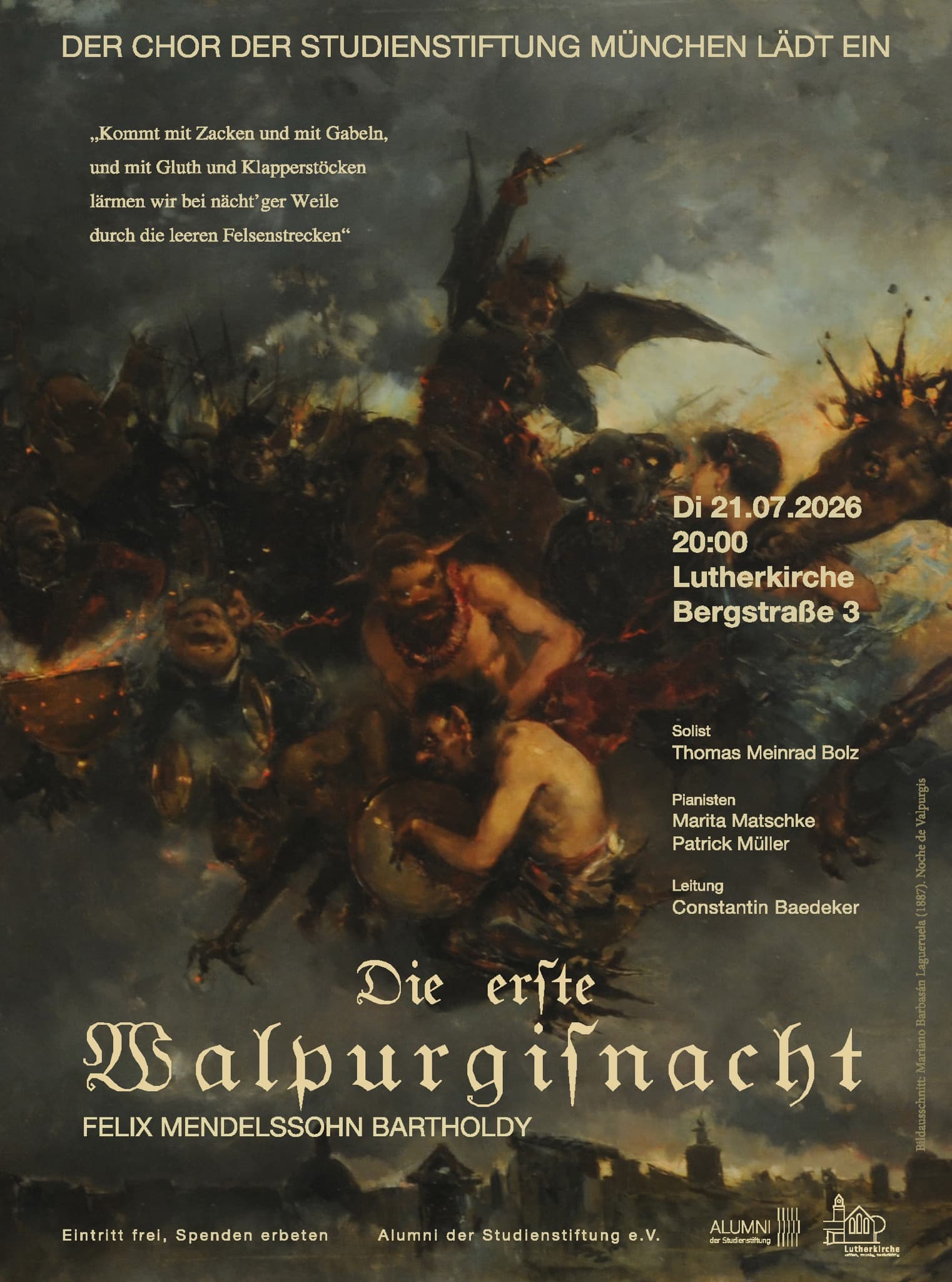 Poster for the Studienstiftung choir’s performance of Die erste Walpurgisnacht.
